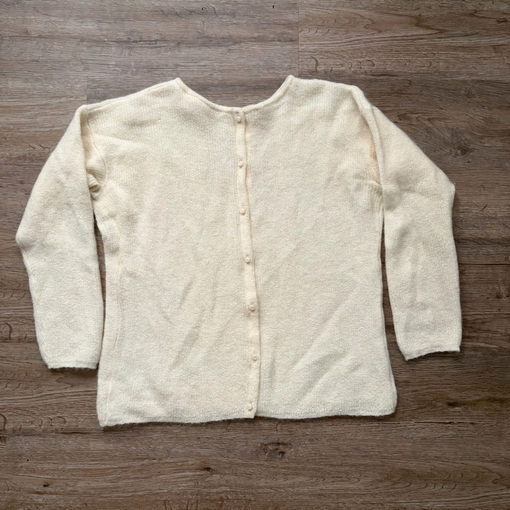 Sezane Cream Button-Up Women's Sweater